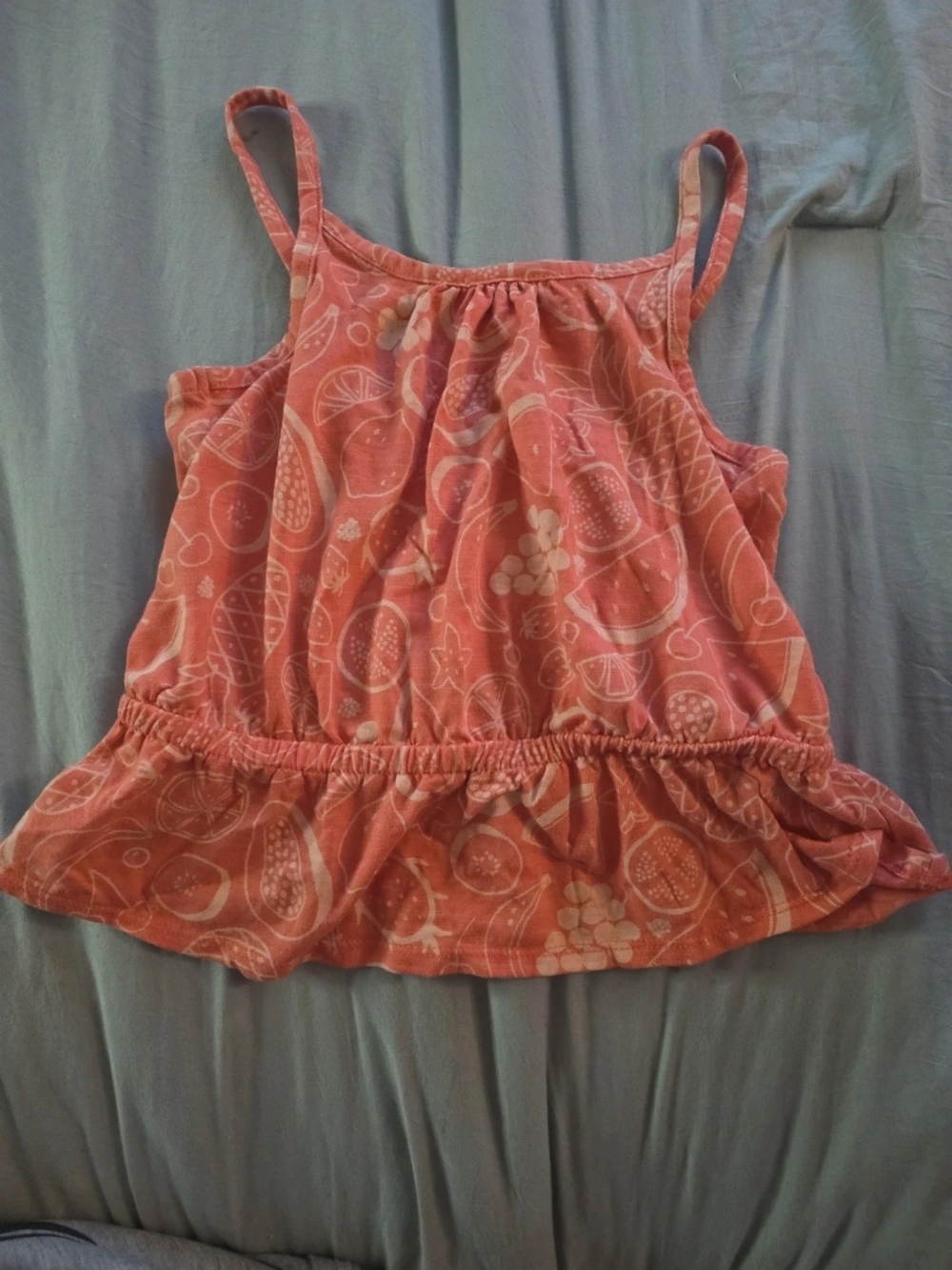 Cat & Jack Coral Fruit-Print Ruffled Tank Top